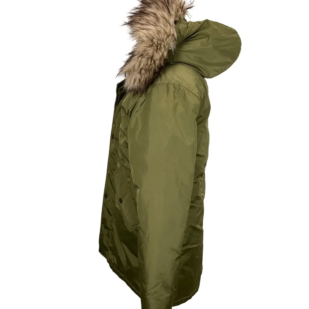 J. Crew Parka Womens‎ 16 Olive Green Faux Fur Hooded Lined Softshell Winter Coat